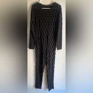 Black Distressed Long Sleeve Jumpsuit